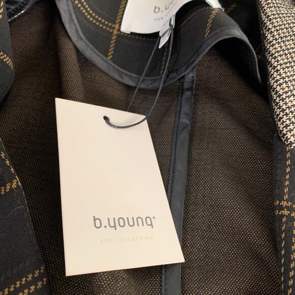 NEW B.young Size 36 US M Long Blazer Jacket Check Mix Black Preppy Soft Stretchy - Picture 12 of 12